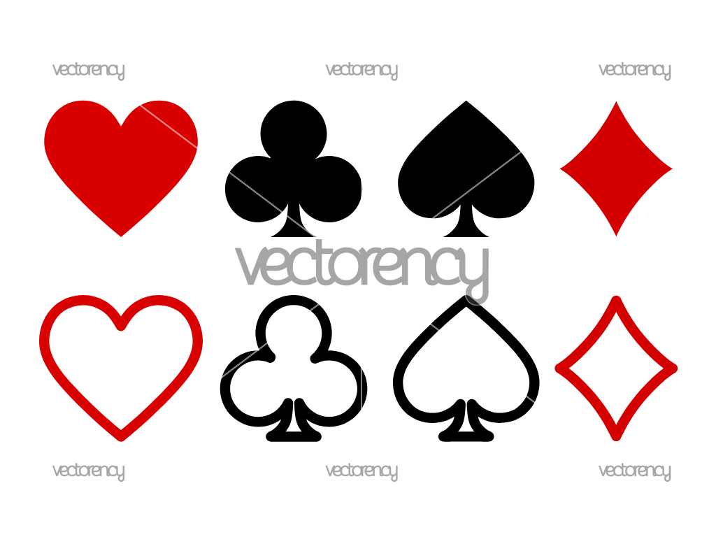 Symbol Playing Card Suits Spades Diamonds SVG Clipart Vector