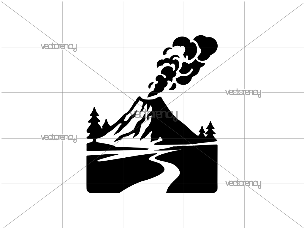 Erupting Volcano SVG Clipart