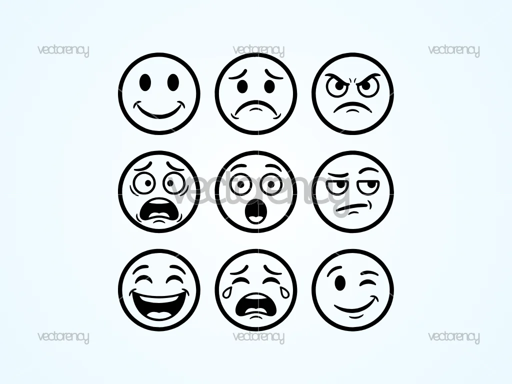 Cartoon Face Expressions Vector SVG