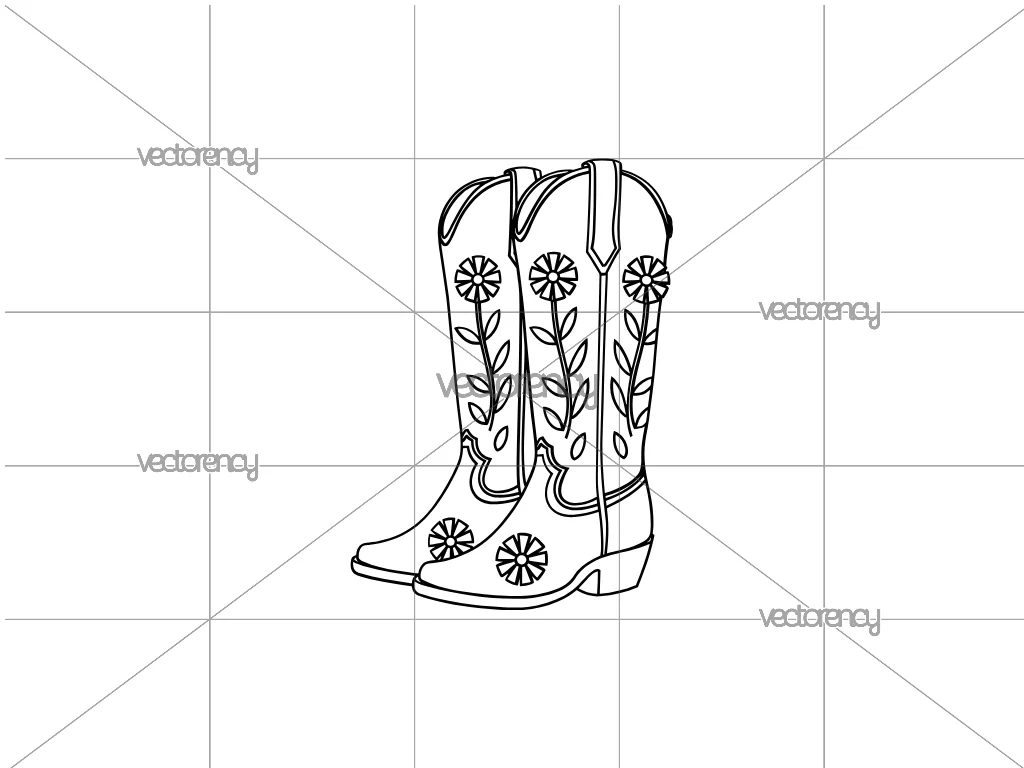 Cowboy Boots Outline SVG Free