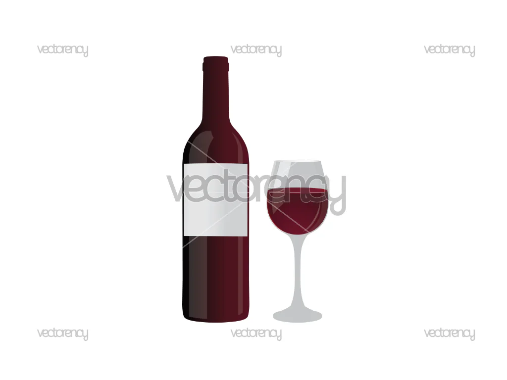 Wine Bottle and Glass Clipart