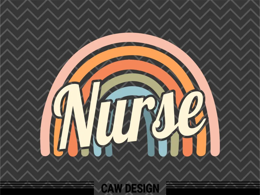 Nurse Rainbow Design Vintage Retro SVG PNG EPS