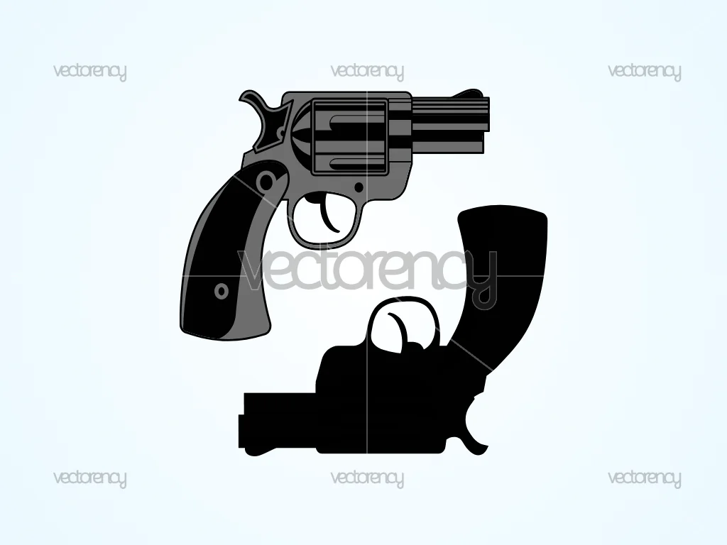 Pistol Revolver SVG Clipart Vector Image