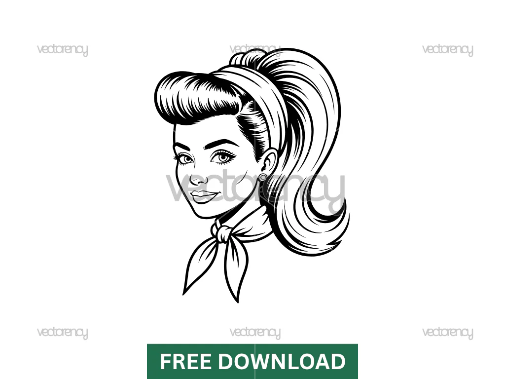 Rockabilly Girl SVG Cut File Cricut Silhouette Cameo