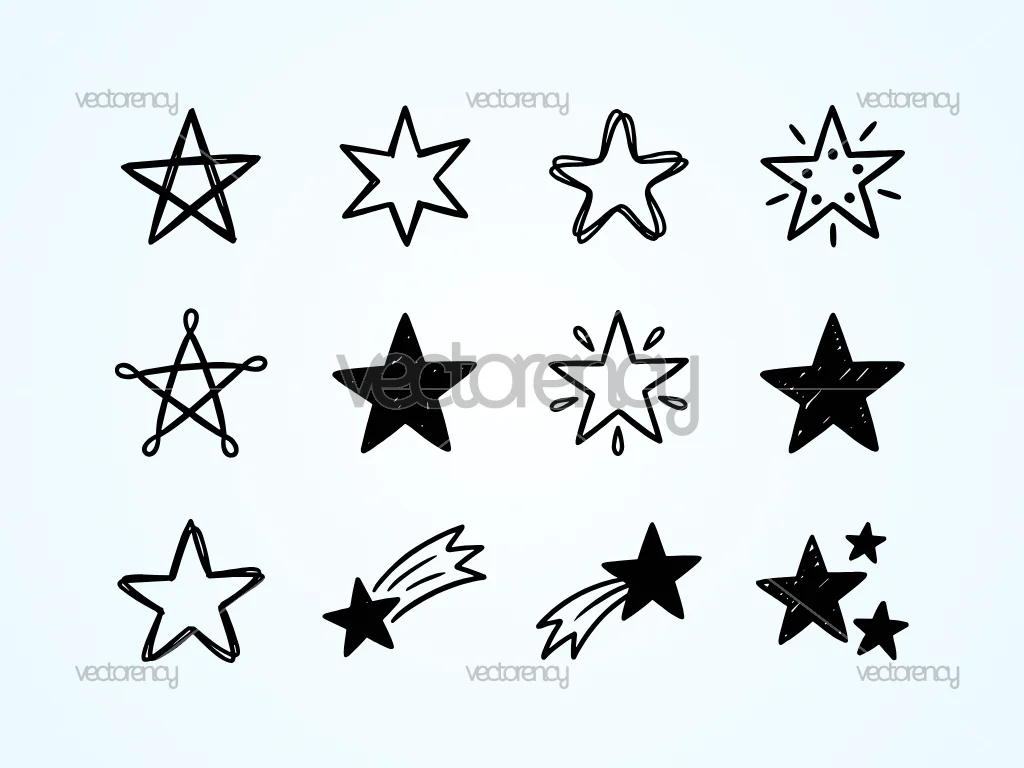 Hand Drawn Star Doodle Vector SVG Image