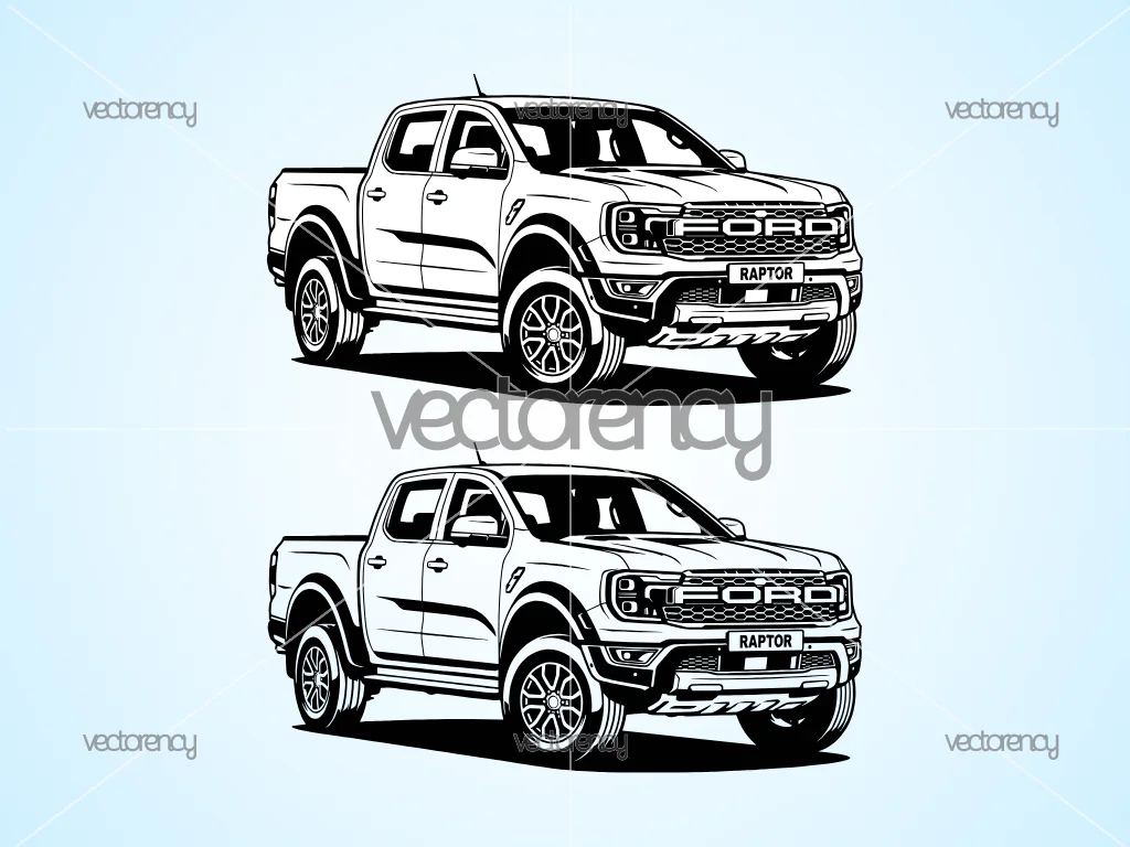 Ford Raptor Car Cartoon Drawing Clipart Vector PNG Image