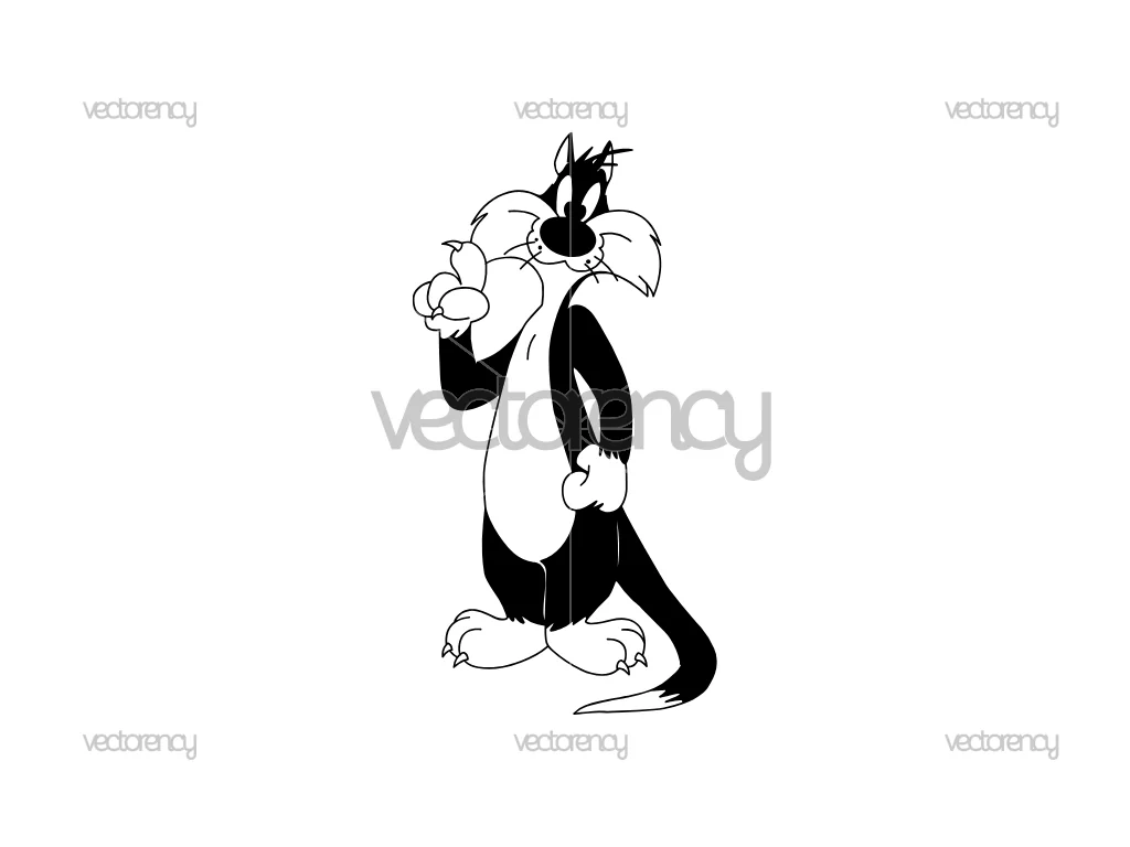 Sylvester the Cat SVG Vector Outline Cartoon PNG DXF