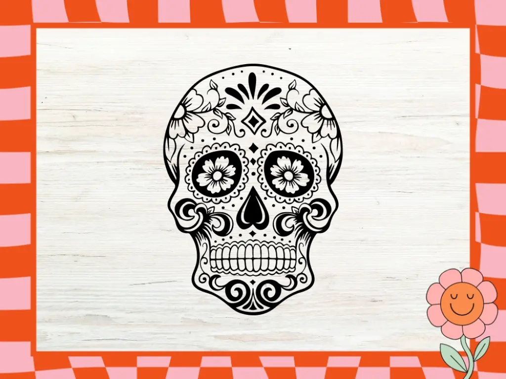 Sugar Skull Black SVG Image Vector PNG