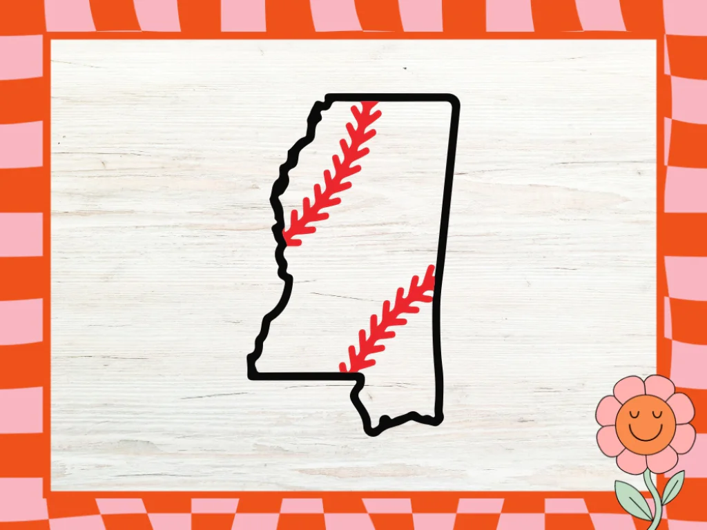 Mississippi Outline Baseball SVG Cricut Craft Design Files for Clipboards, Cricut Machines, Silhouet