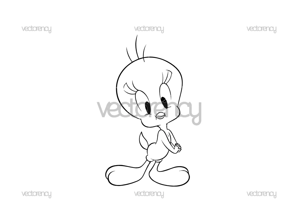 Tweety Outline Cartoon SVG PNG EPS DXF