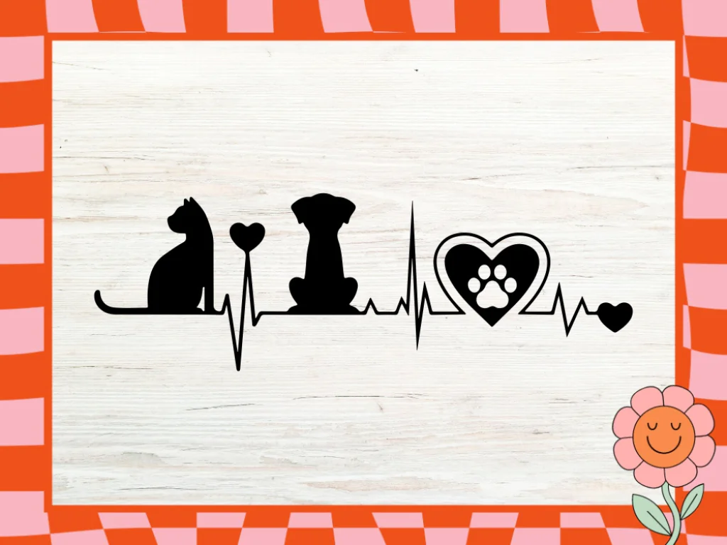 Cat Dog Heartbeat Cricut SVG Pets Lover Design