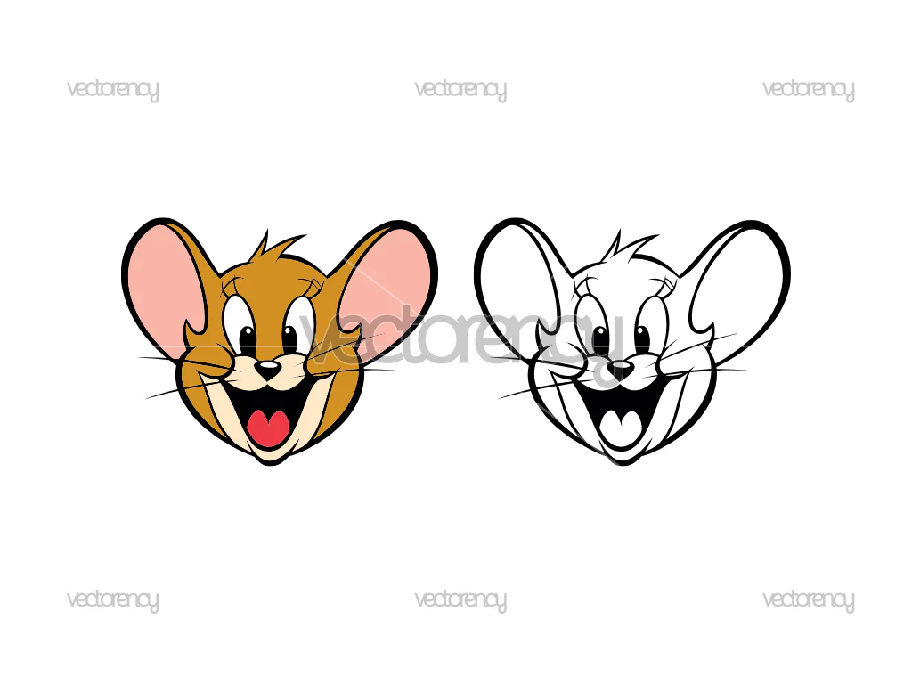 Jerry Mouse Head Clipart Outline SVG PNG