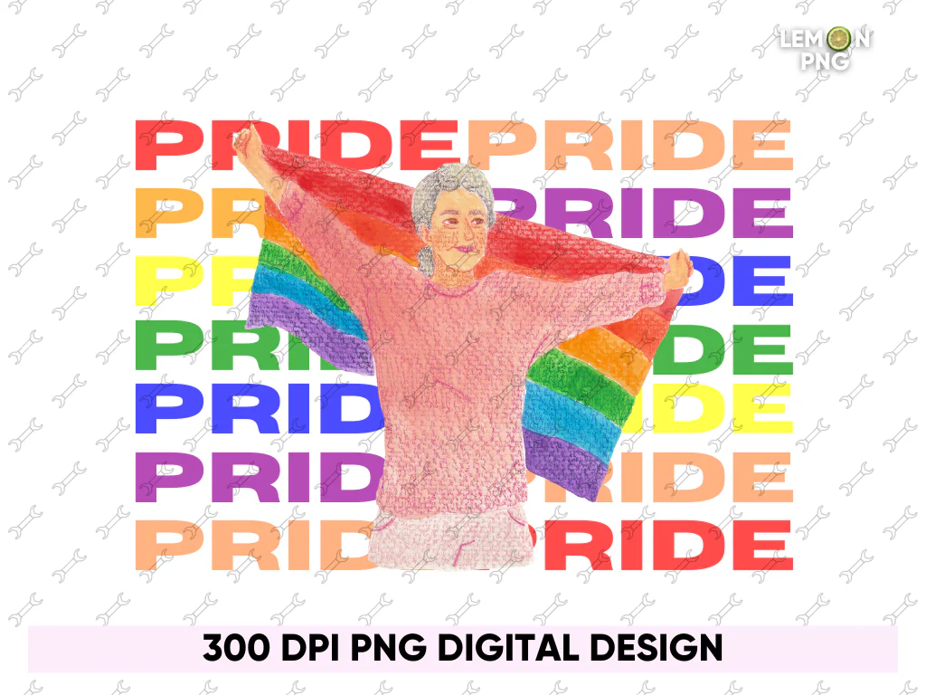 Female Holding Pride Flag Rainbow LGBTQ Design