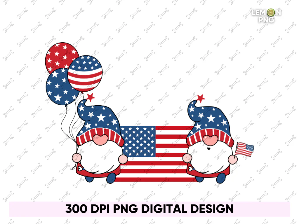 Gnomes Memorial Day PNG PDF Design