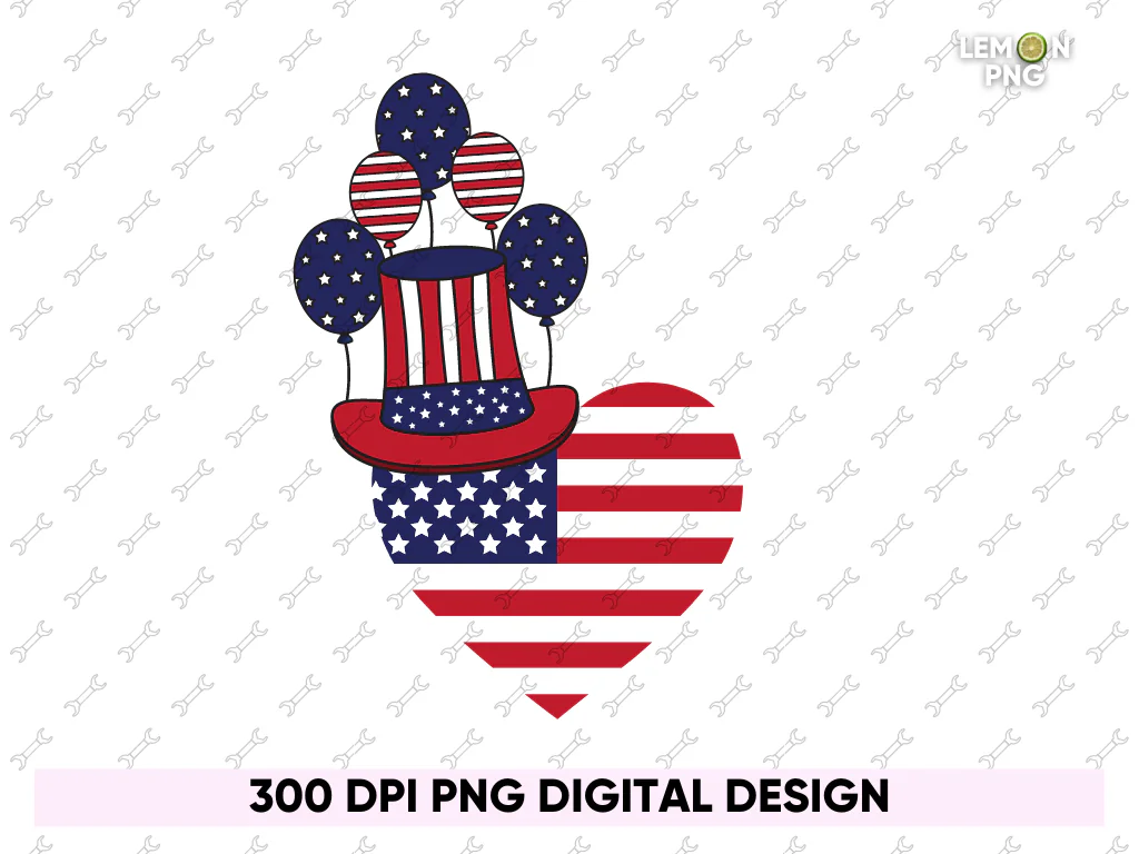 Memorial Day Love Hat PNG PDF Design