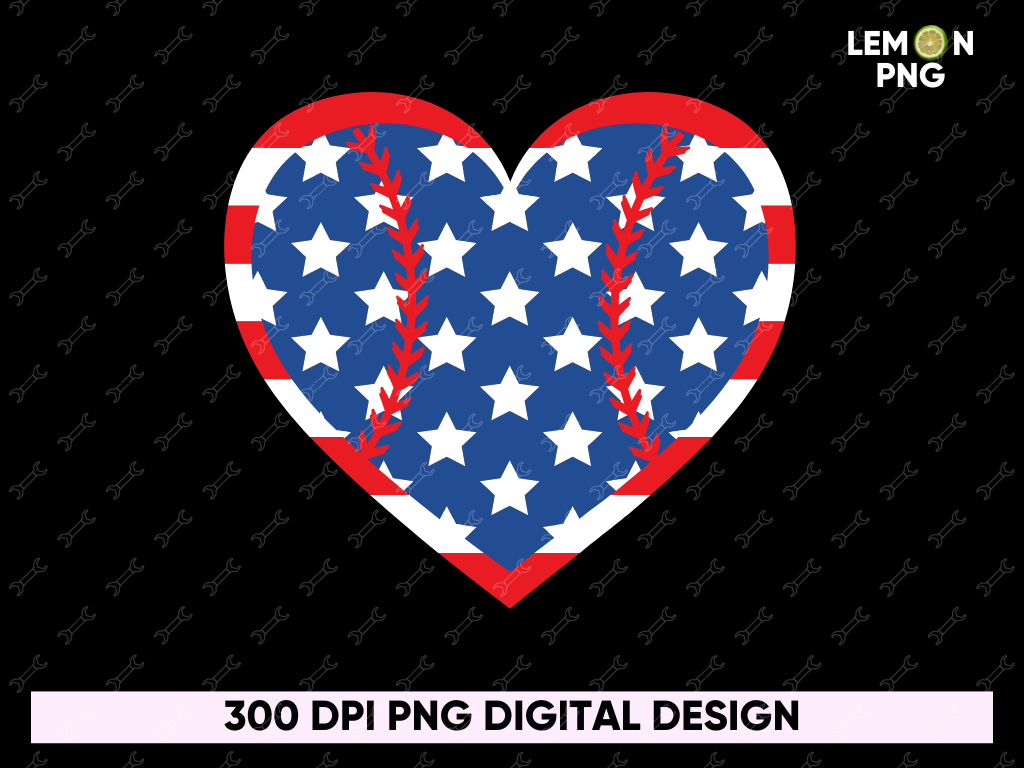 Softball Heart American Memorial Day PNG PDF Design File