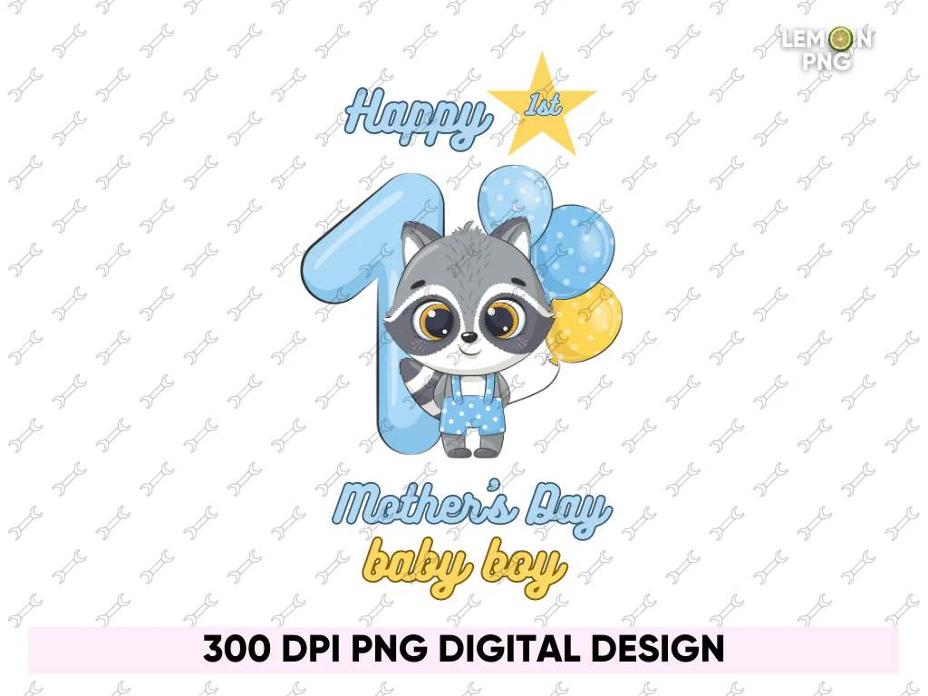 Happy 1st Mother’s Day Mommy Baby Boy PNG Design