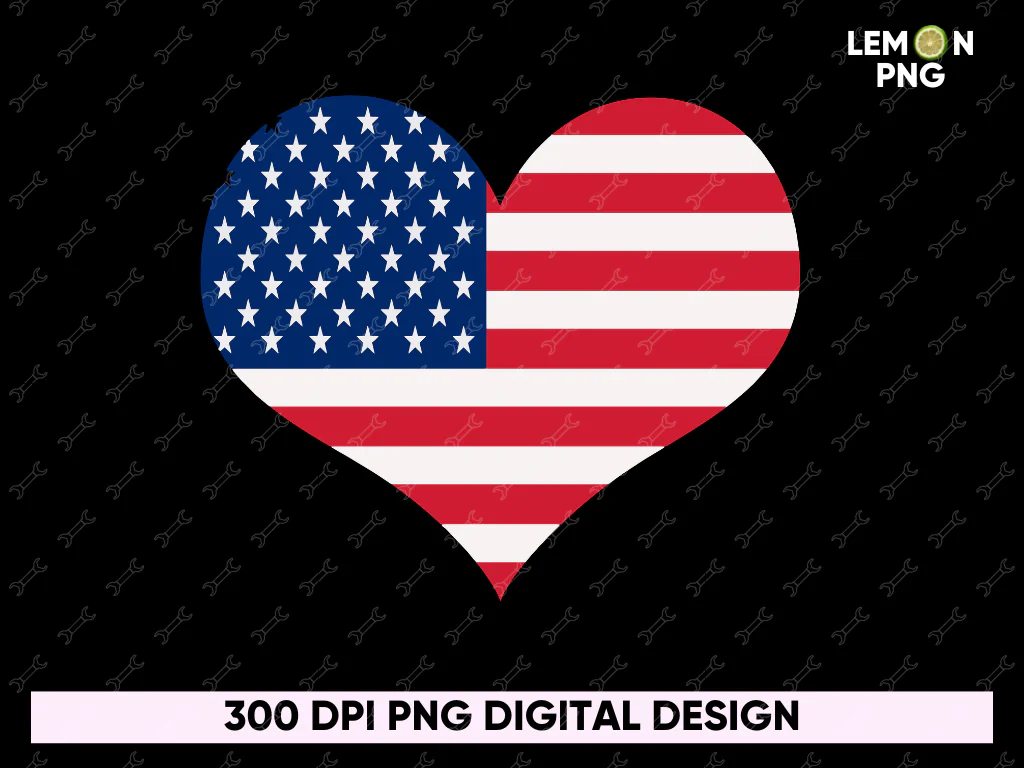 Memorial Day American Flag Heart PNG Shirt Design