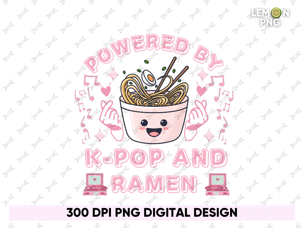 Powered By K-Pop and Ramen PNG Free