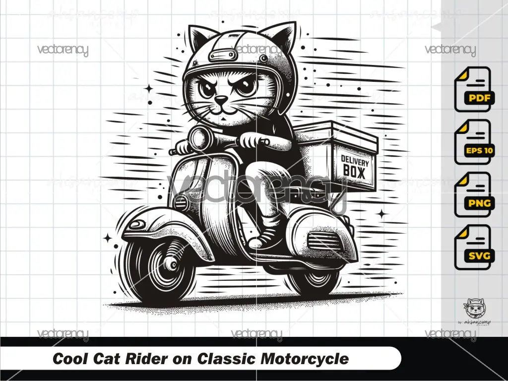 Cool Cat Rider on Classic Motorcycle 5