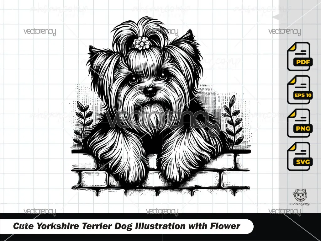 Cute Yorkshire Terrier Dog Illustration 2