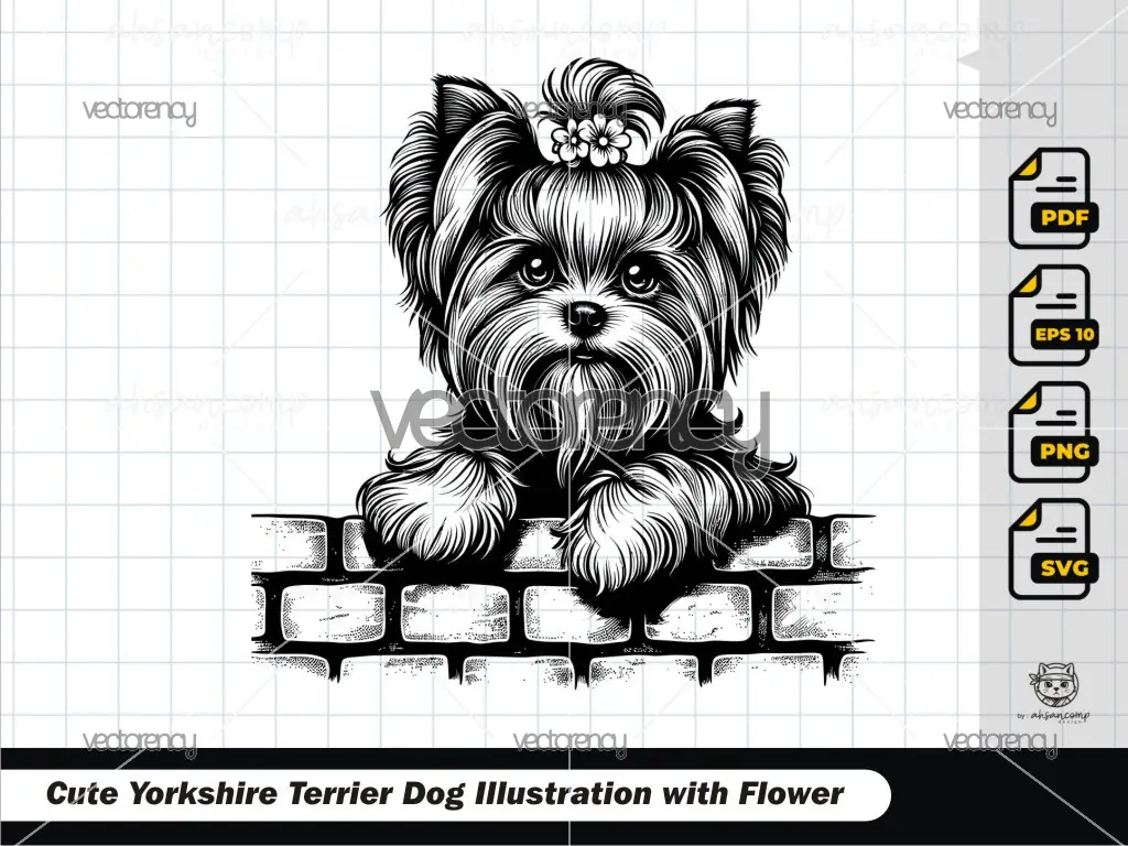 Cute Yorkshire Terrier Dog Illustration 4