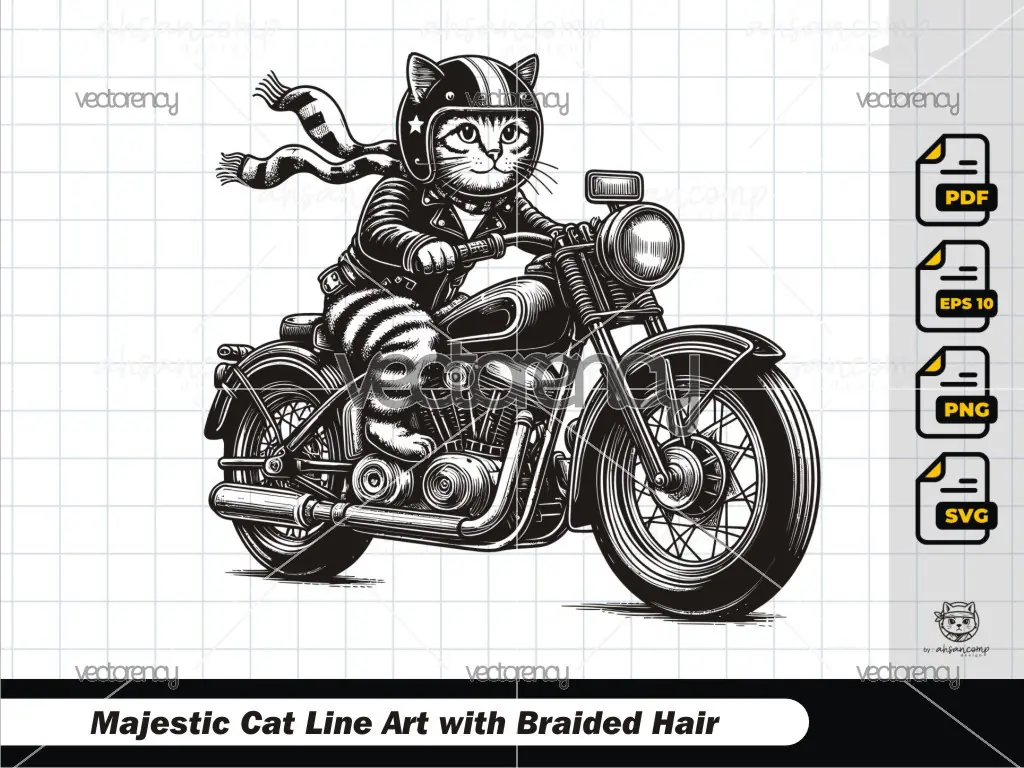 Cool Cat Rider on Classic Motorcycle 1