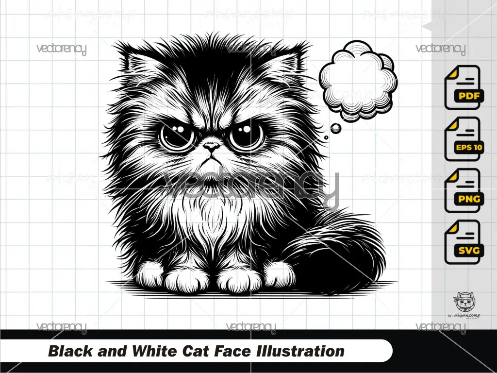 Angry Fluffy Cat Face 2