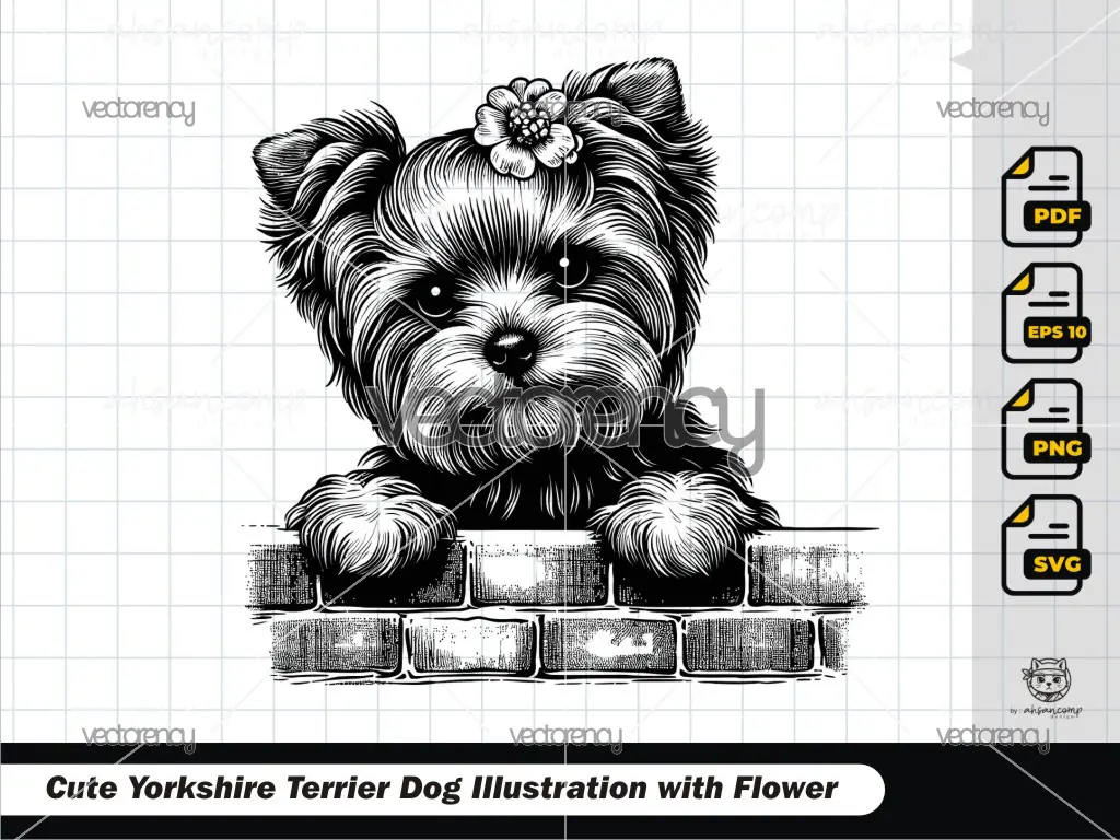Cute Yorkshire Terrier Dog Illustration