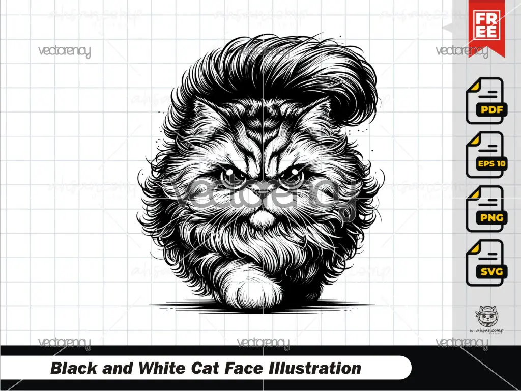 Angry Fluffy Cat Face 4