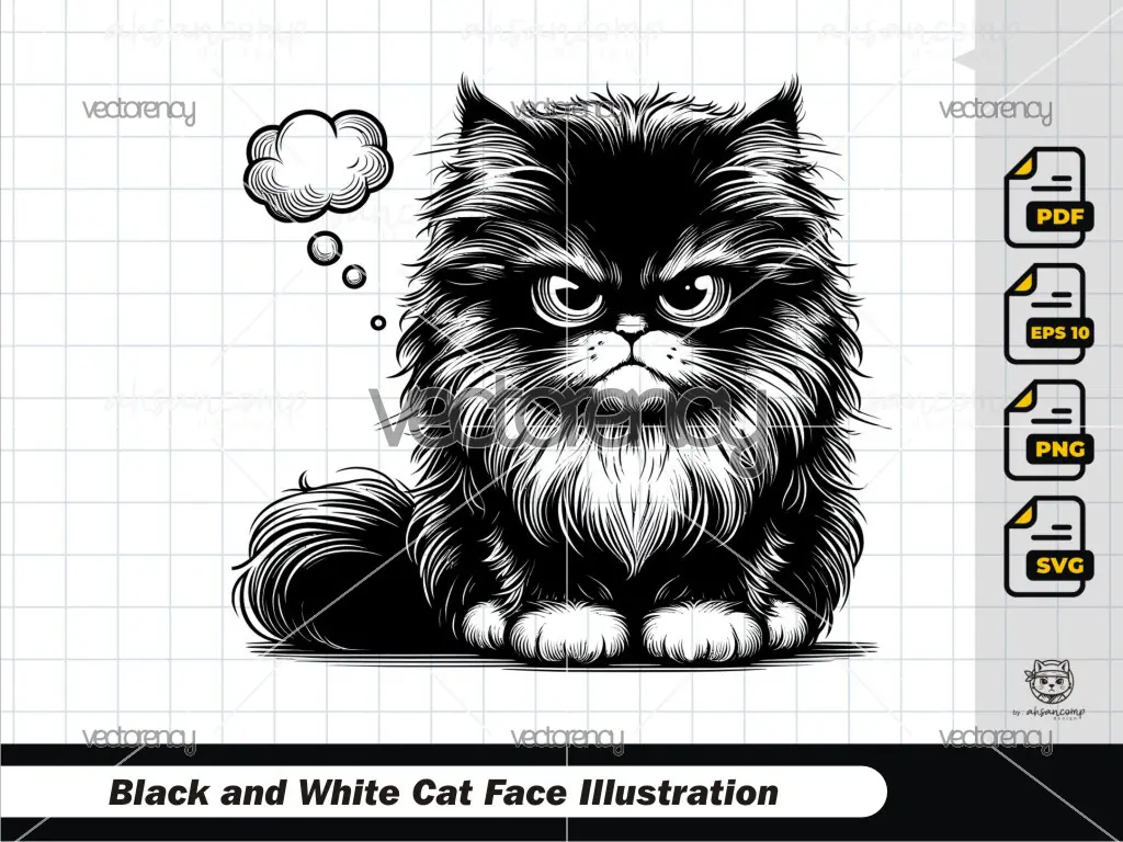 Angry Fluffy Cat Face 3
