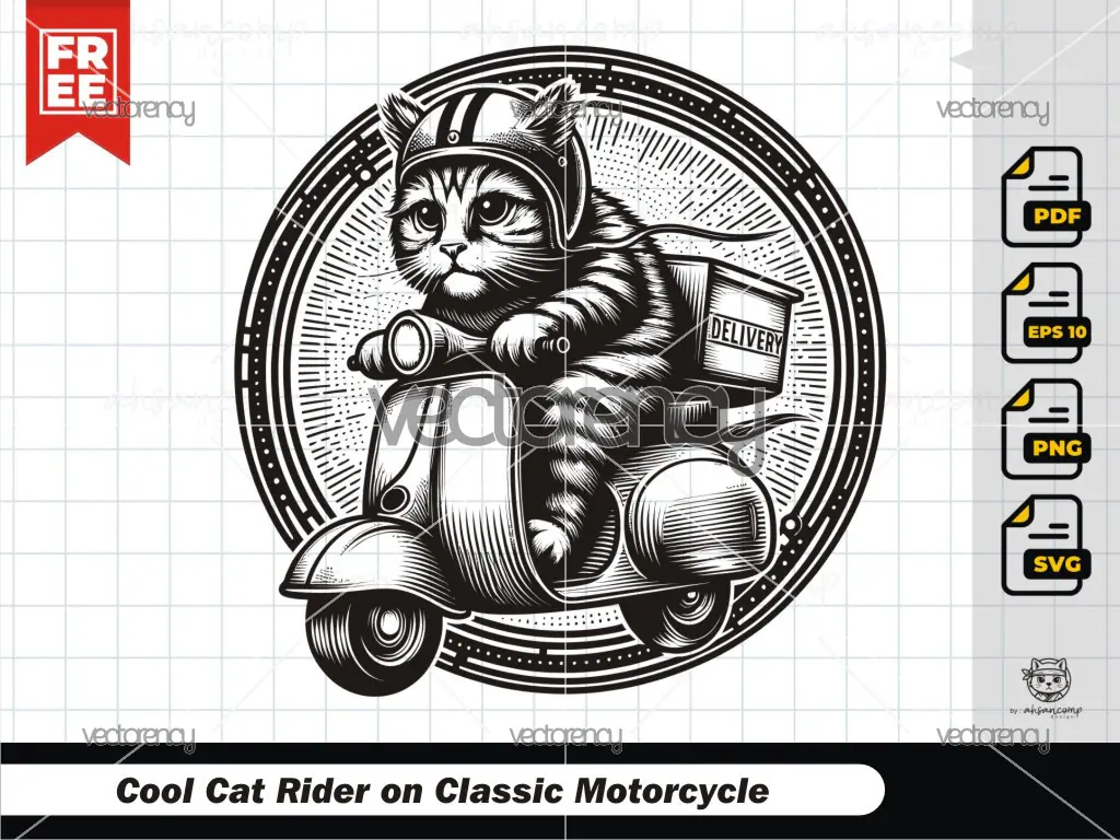 Cool Cat Rider on Classic Motorcycle 7