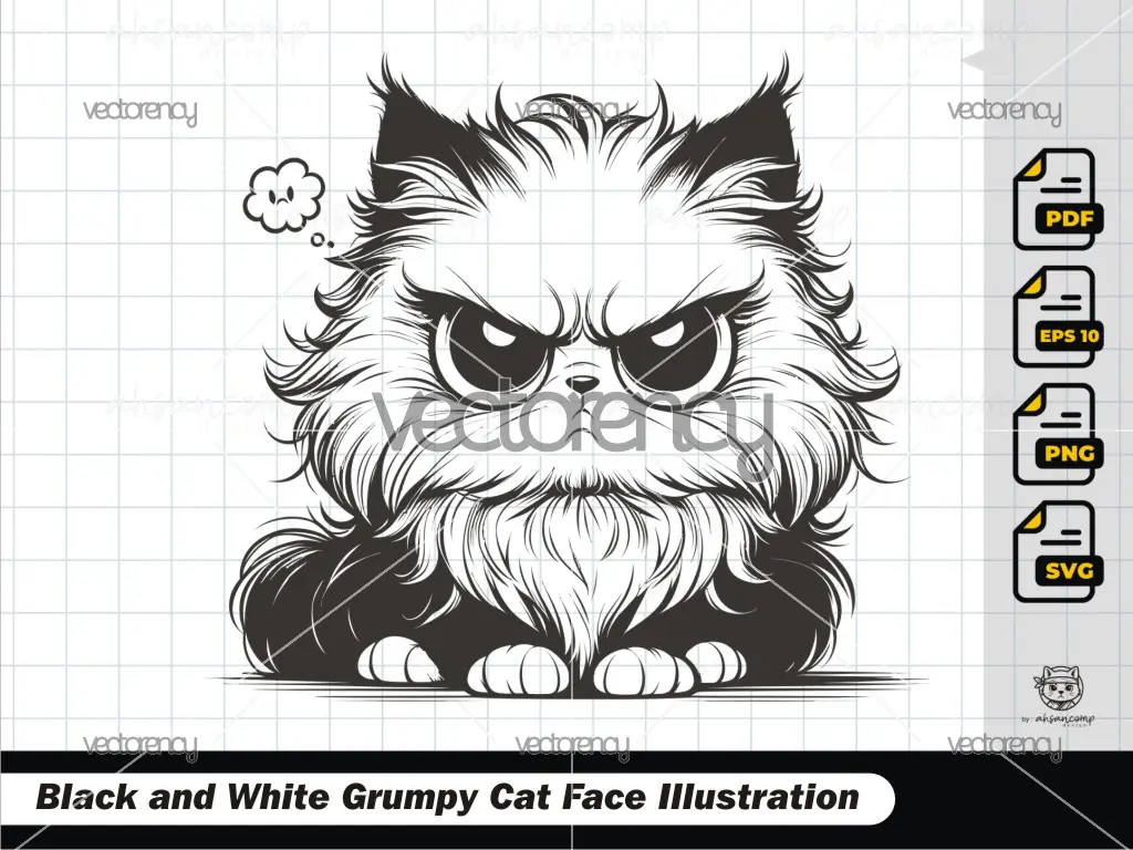 Black and White Grumpy Cat 1