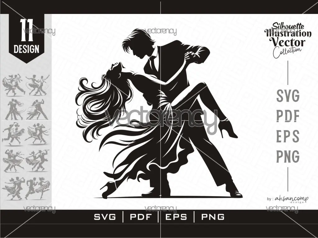 Elegant Couple Dancing Silhouette