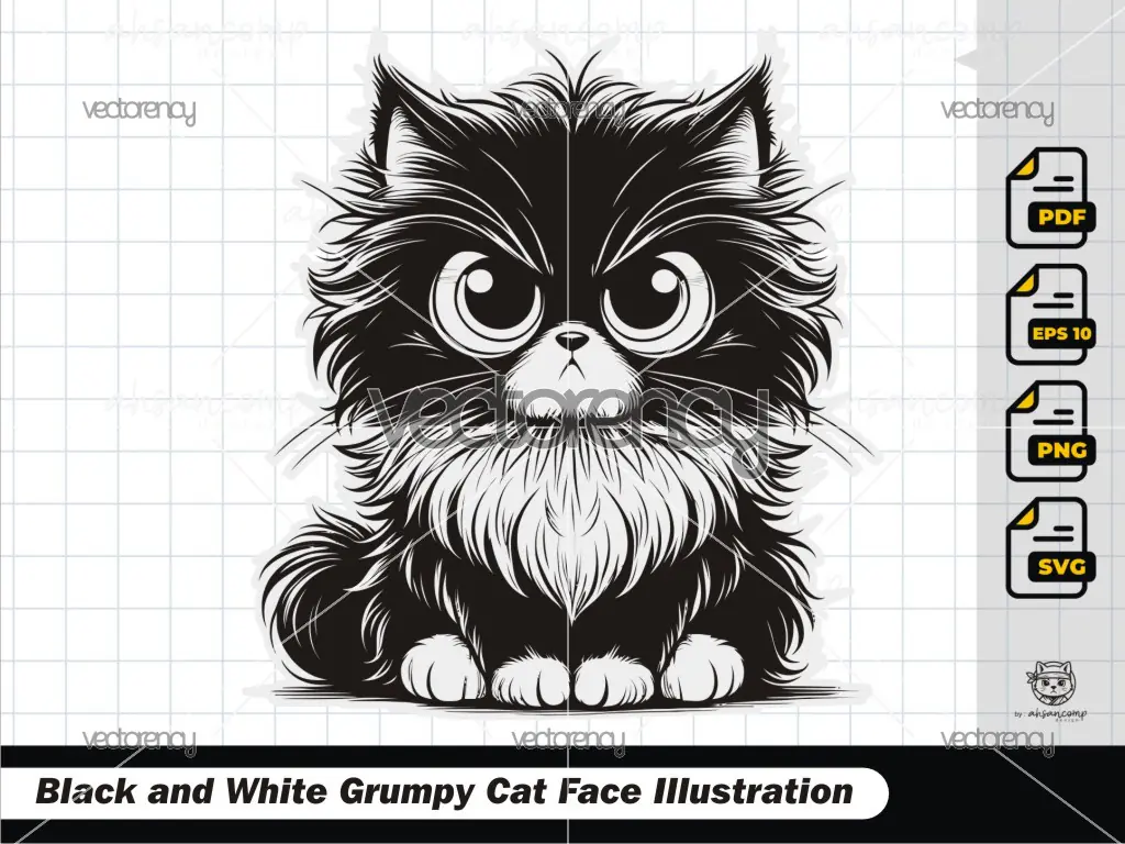 Black and White Grumpy Cat