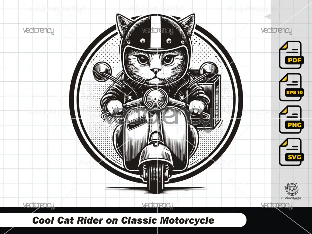 Cool Cat Rider on Classic Motorcycle 6