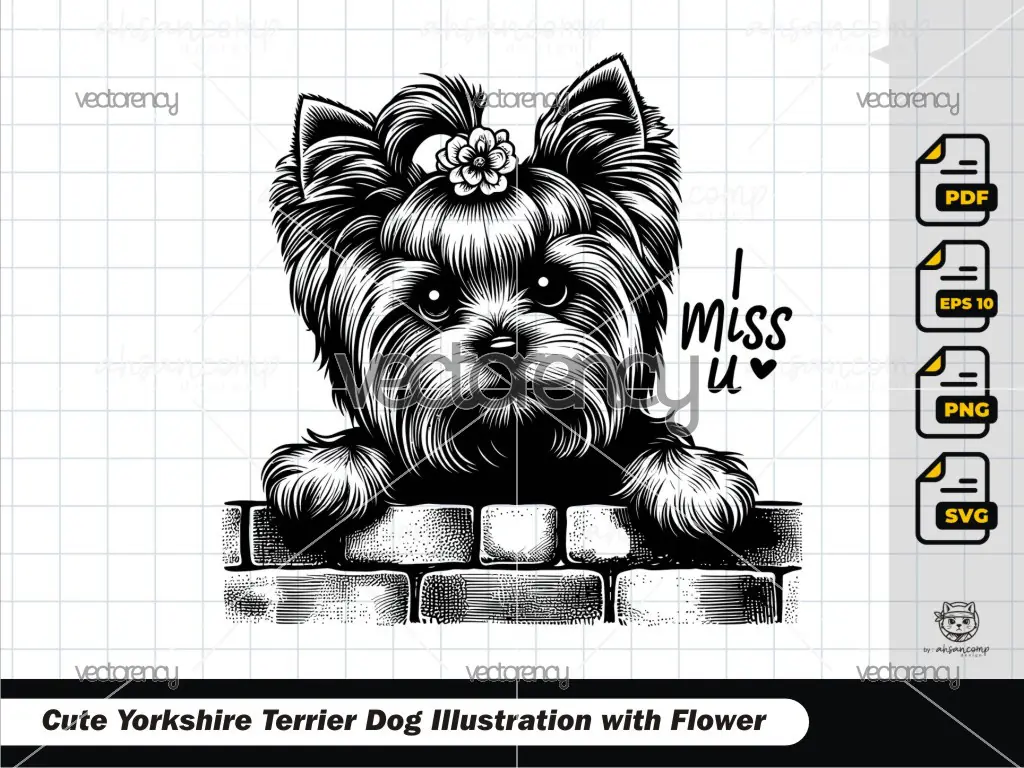 Cute Yorkshire Terrier Dog Illustration 3