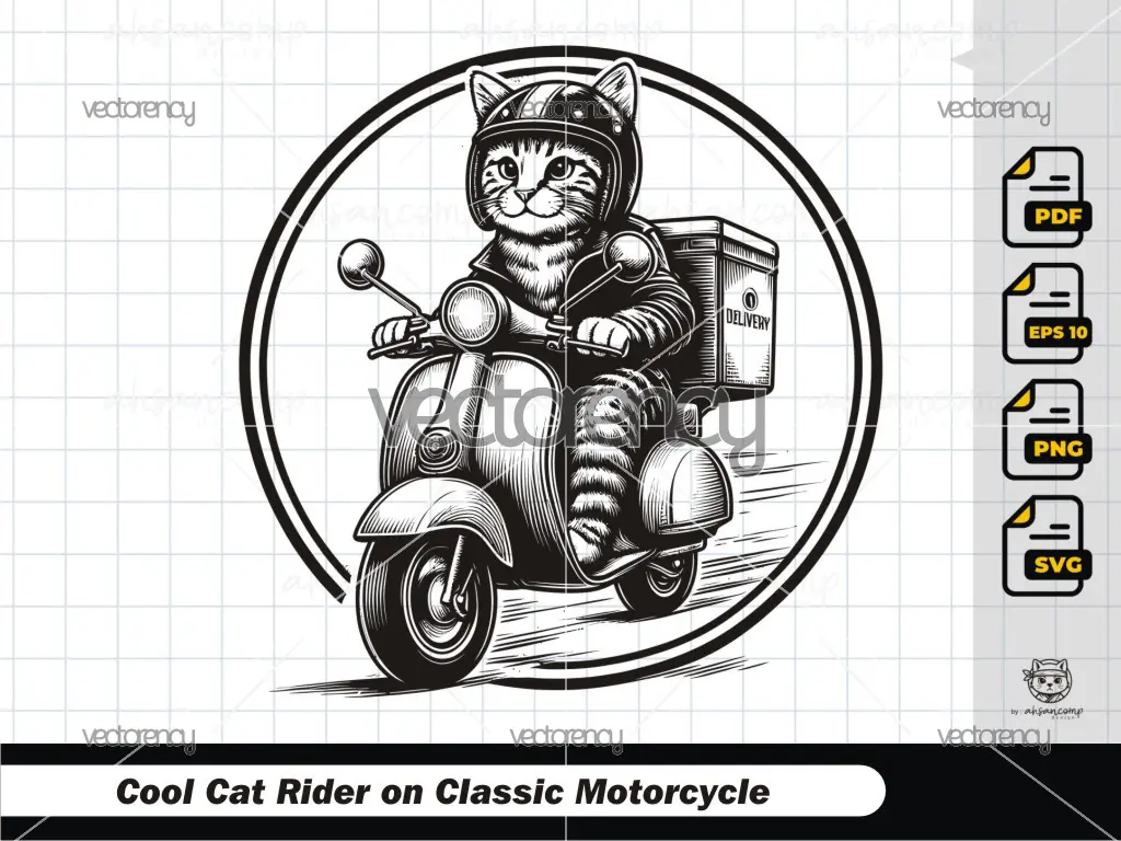 Cool Cat Rider on Classic Motorcycle 10