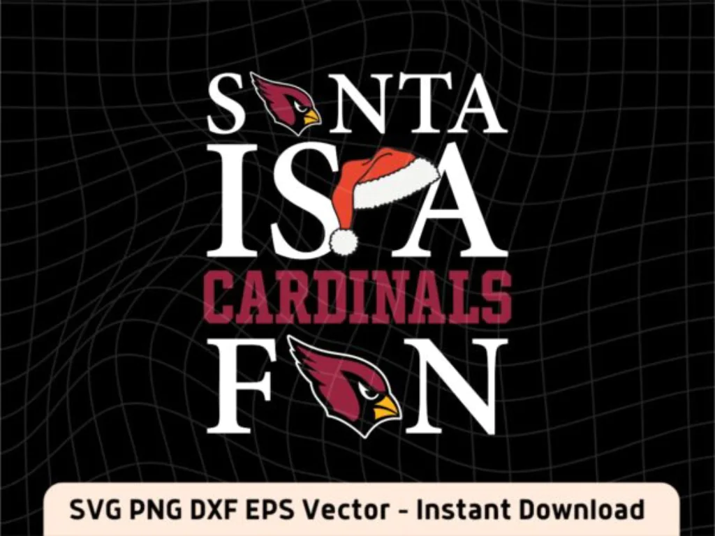 Santa Is A Arizona Cardinals Fan SVG PNG Christmas Gift for Fans NFL