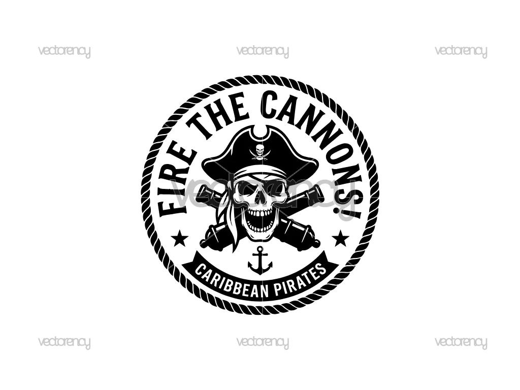 Fire The Cannons Caribbean Piraters Vector Premium EPS SVG PNG