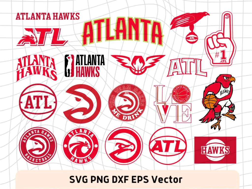 Atlanta Hawks SVG Cricut Bundle, NBA Basketball Vector PNG Logo Design