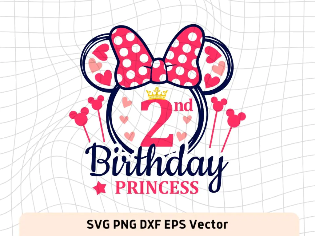 2nd Birthday Princess SVG Two Clipart Mouse