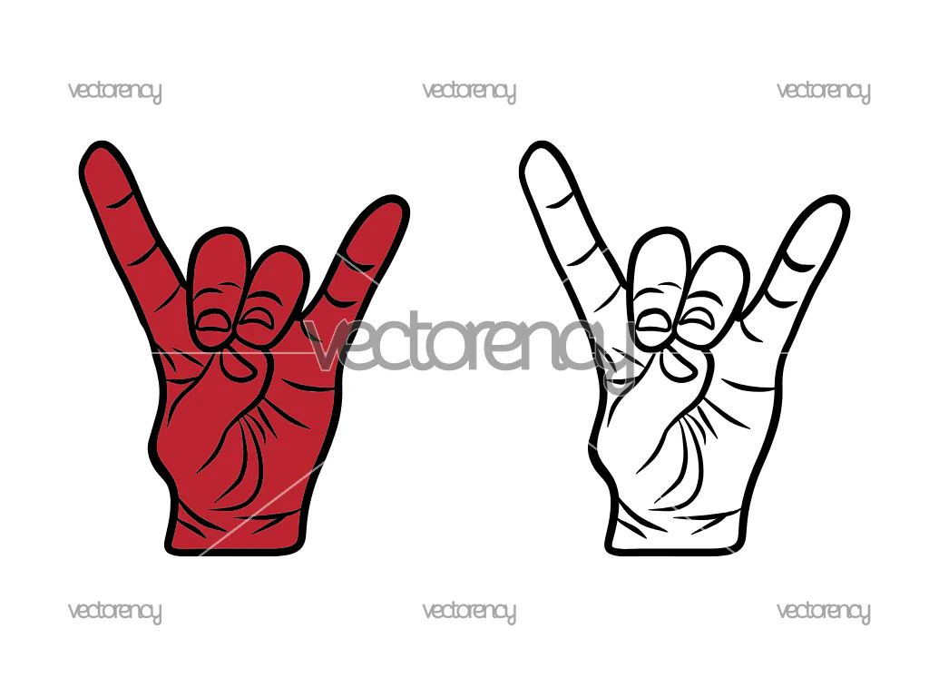 Wolfpack Red Hand Sign SVG Vector PNG HD Outline Black