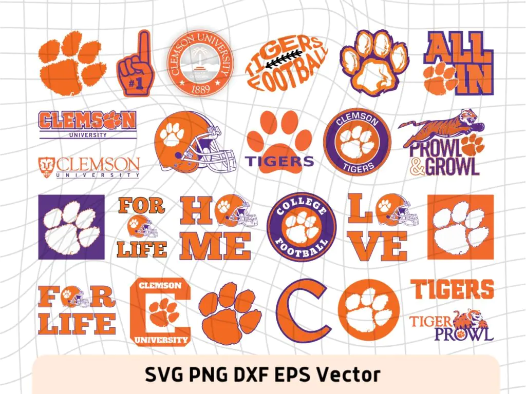 College Football Teams Clemson Tigers Logo Files Download SVG, PNG, EPS, DXF