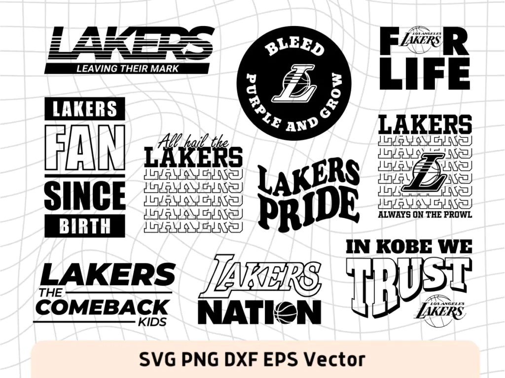 Lakers SVG Bundle Slogan Quotes, NBA Shirt Design, Lakers Typography Vector PNG