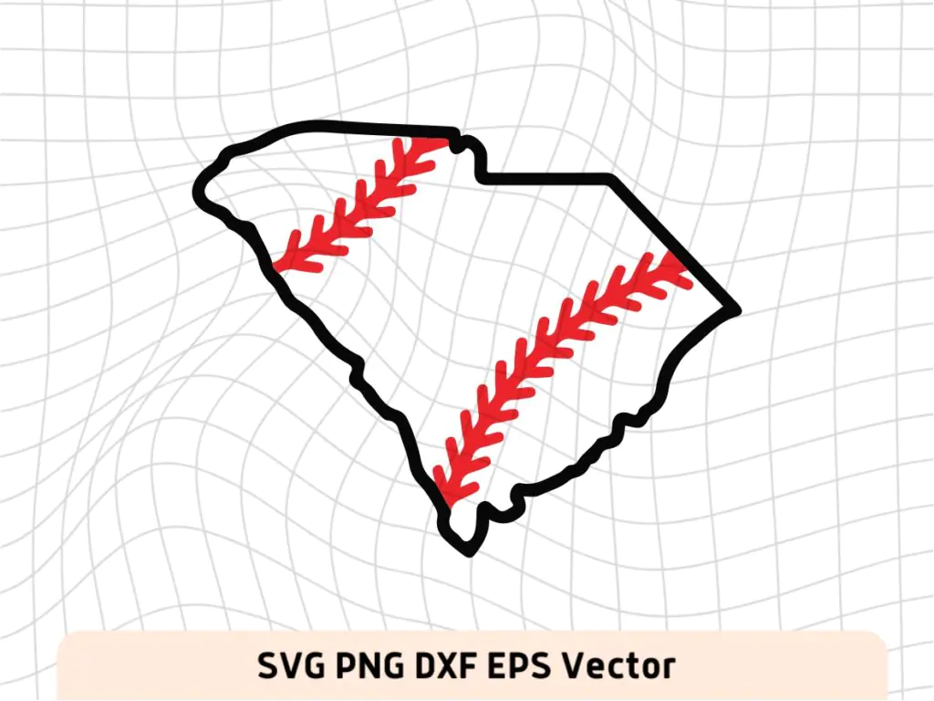 South Carolina Outline Baseball SVG