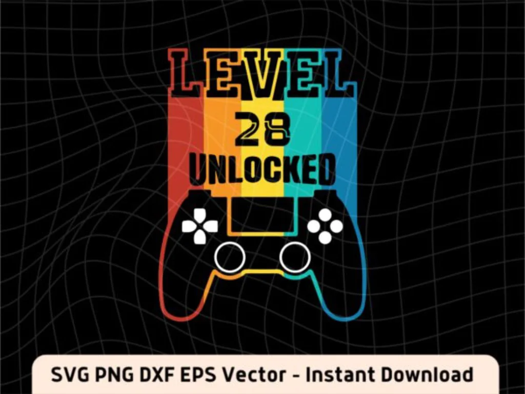 Gamer Birthday Level 28 Unlocked SVG