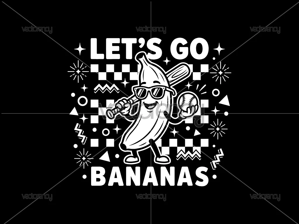 Lets Go Bananas Baseball T-shirt Design Vector PNG SVG Cricut