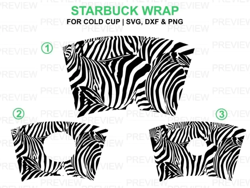 Zebra Starbuck Cups SVG Template