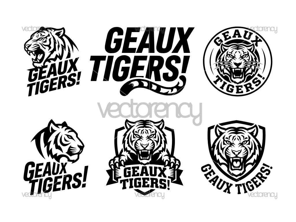 LSU Geaux Tigers Vector SVG Bundle Image Clipart PNG